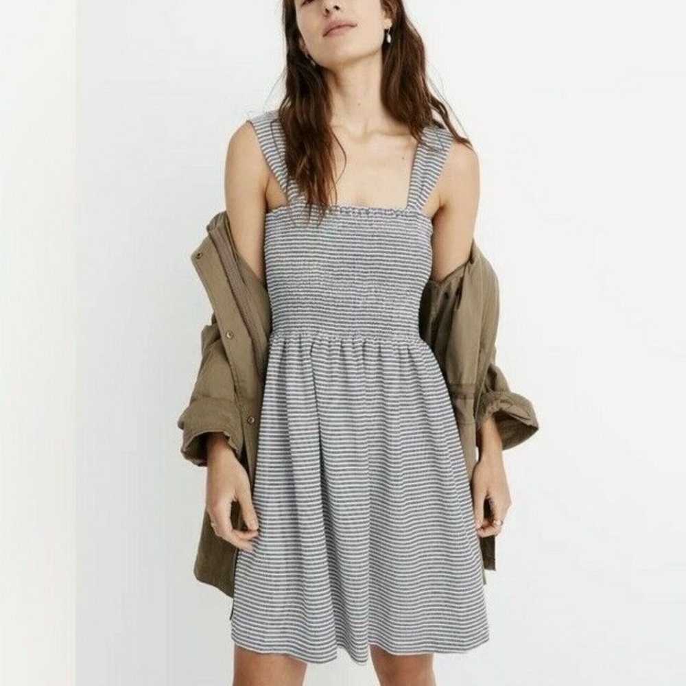 MADEWELL Texture & Thread Smocked Dress in Stripe
